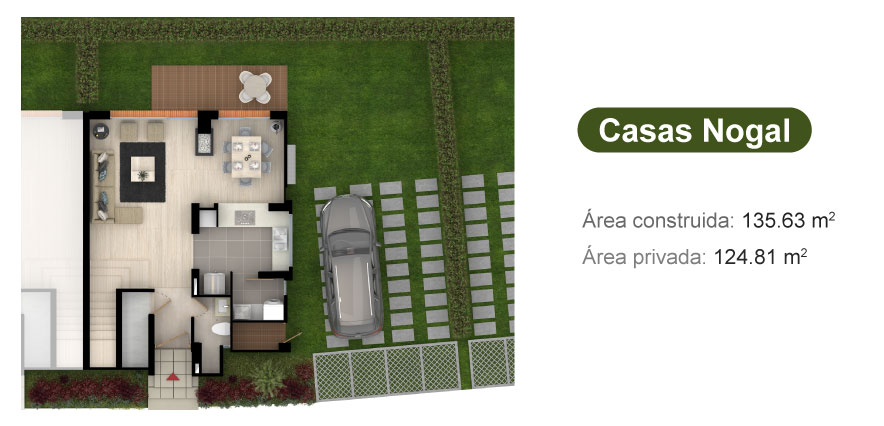 Plano Nogal 1 | Casas campestres en Cajicá | OIKOS Constructora