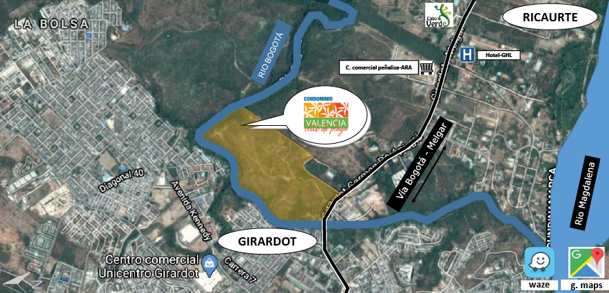 Ubicación proyecto de vivienda en Girardot Condominio Club de Playa Valencia 