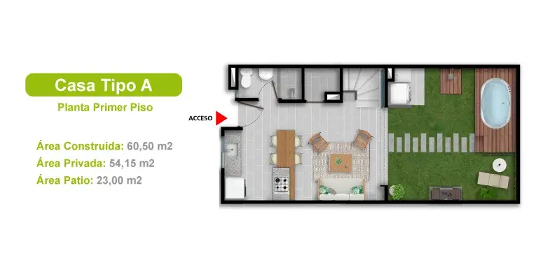 plano de una casa con jardin